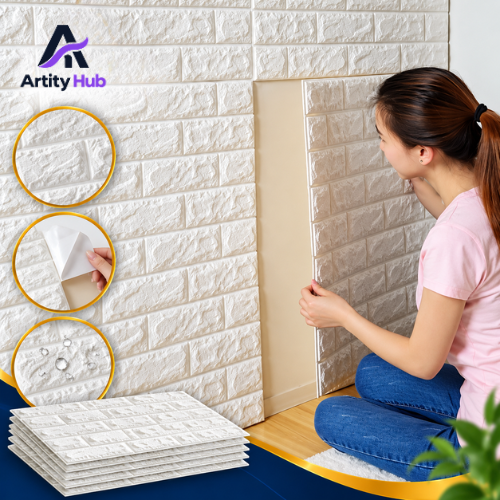 3D Waterproof Foam Brick Wallpaper - (2.26 X 2.52 Feet)